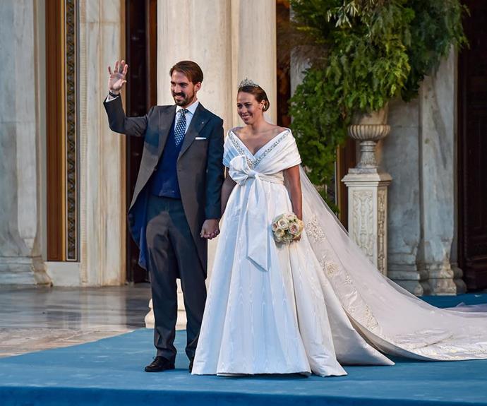 Greece's Prince Philippos and Nina Flohr tied the knot in Athens. (Getty)