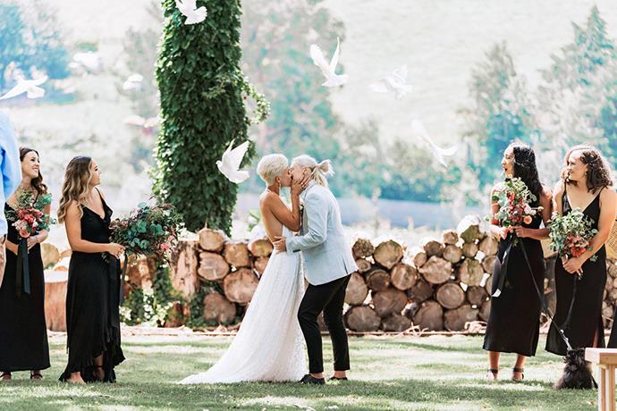 Lovey doves! Kelly and Tahlia's super-romantic 2019 wedding.