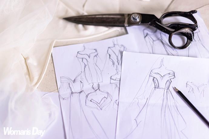 Sketches of Lisa's dress *(Image: Michelle Hyslop)*