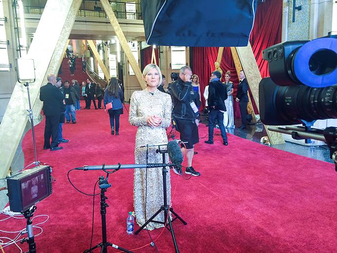 Reporting from the red carpet at the Oscars in 2017.