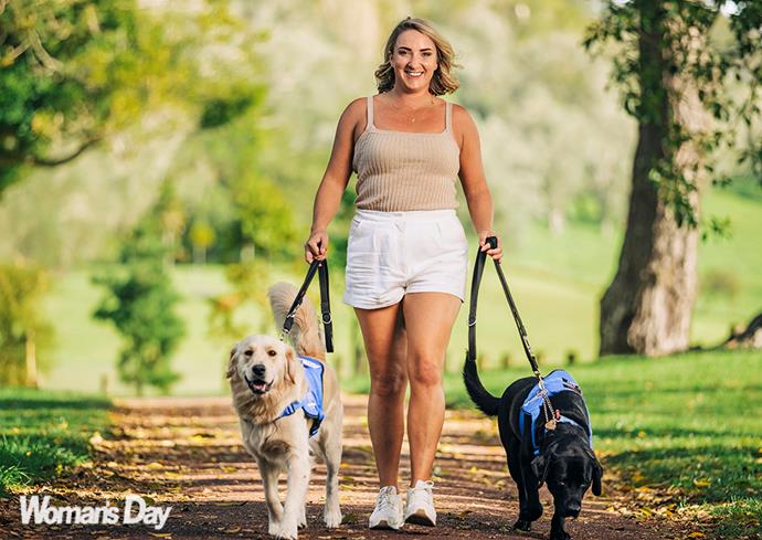 Keeping up with her charity's working dogs is a walk in the park