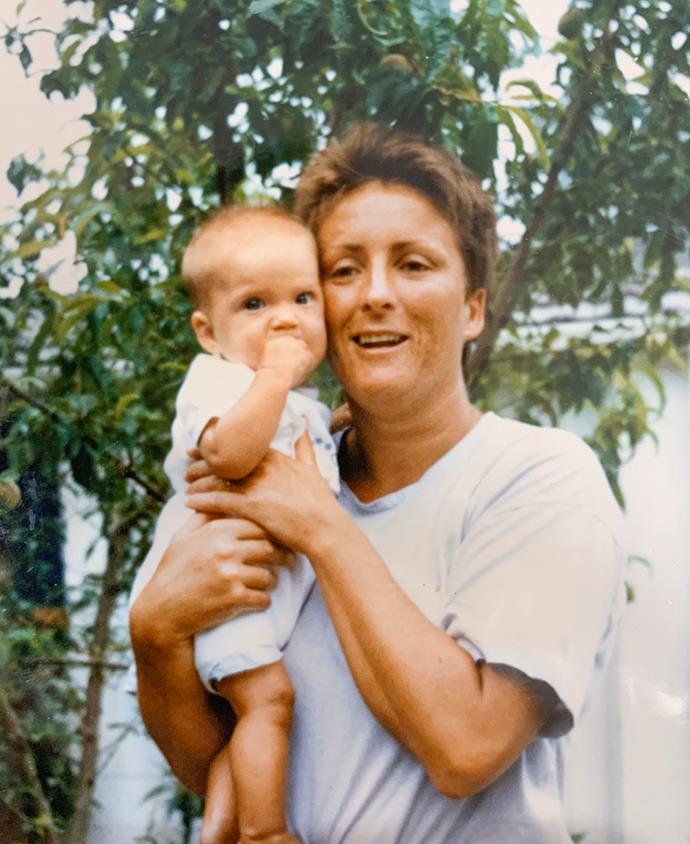 Brodie as a baby with Jo