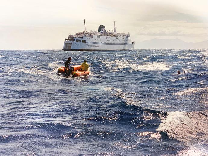 Jo swimming the Cook Strait for her 40th
