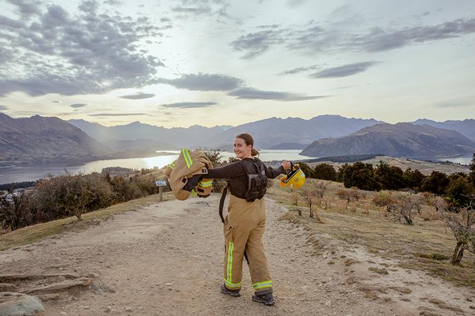 Elise has been in training for the big day, kitted out in her fire-fighting uniform