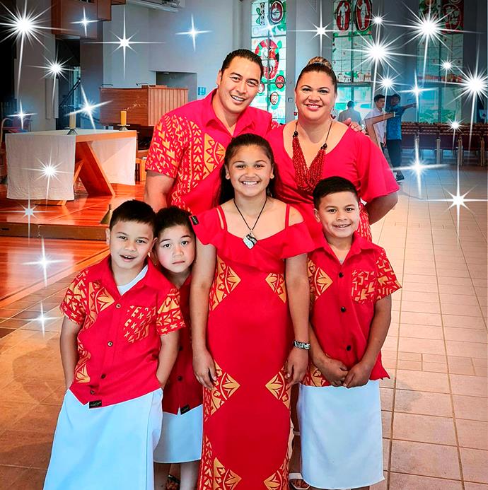 Sara Jane and husband Leaupepe with their kids (from left) Isaia, Antonio, Micayla-Jane and Lafaele.