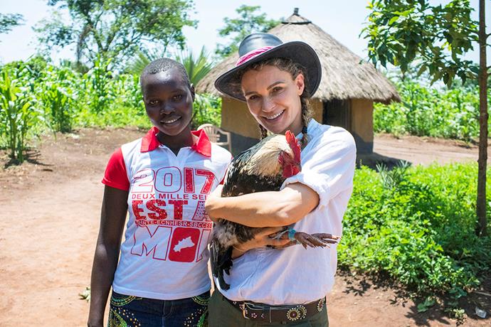 Danielle meeting her 19-year-old Ugandan daughter Akullu, who she has been sponsoring since she was six