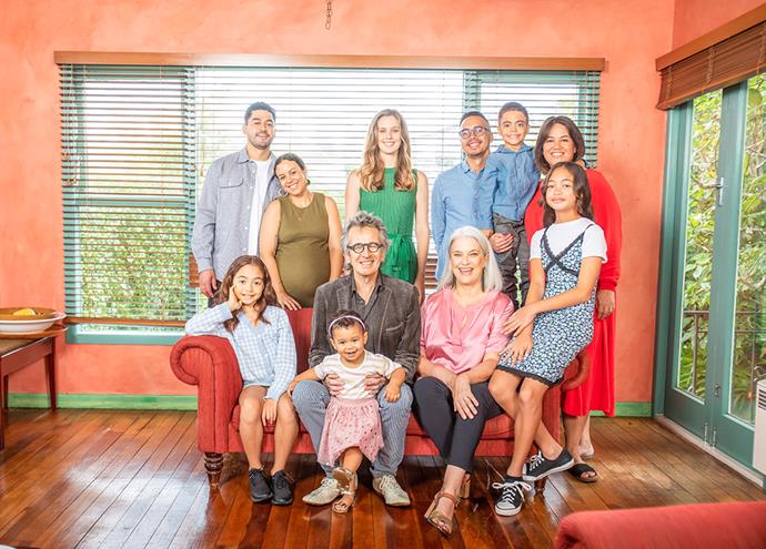 Back row (from left): Jamie, his wife Nadine, daughter Maddy, PJ (Summer's partner), Tiaho (their youngest) and Summer. 
Seated (from left): Kura (Summer's daughter), Colin with Olive (Jamie and Nadine's), Philippa and Miharo (Summer's eldest).