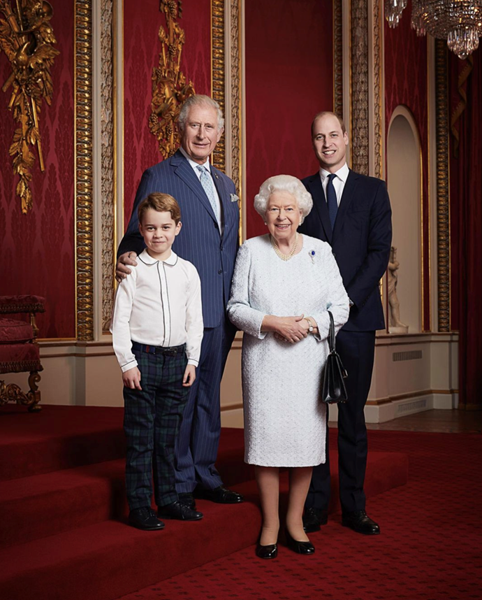 The photographer also took this iconic 2019 photo of the Queen and her three heirs. *(Image: Ranald Mackechnie)*