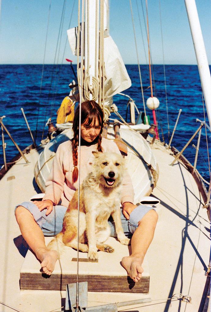 At home on the sea with her beloved dog Jericho