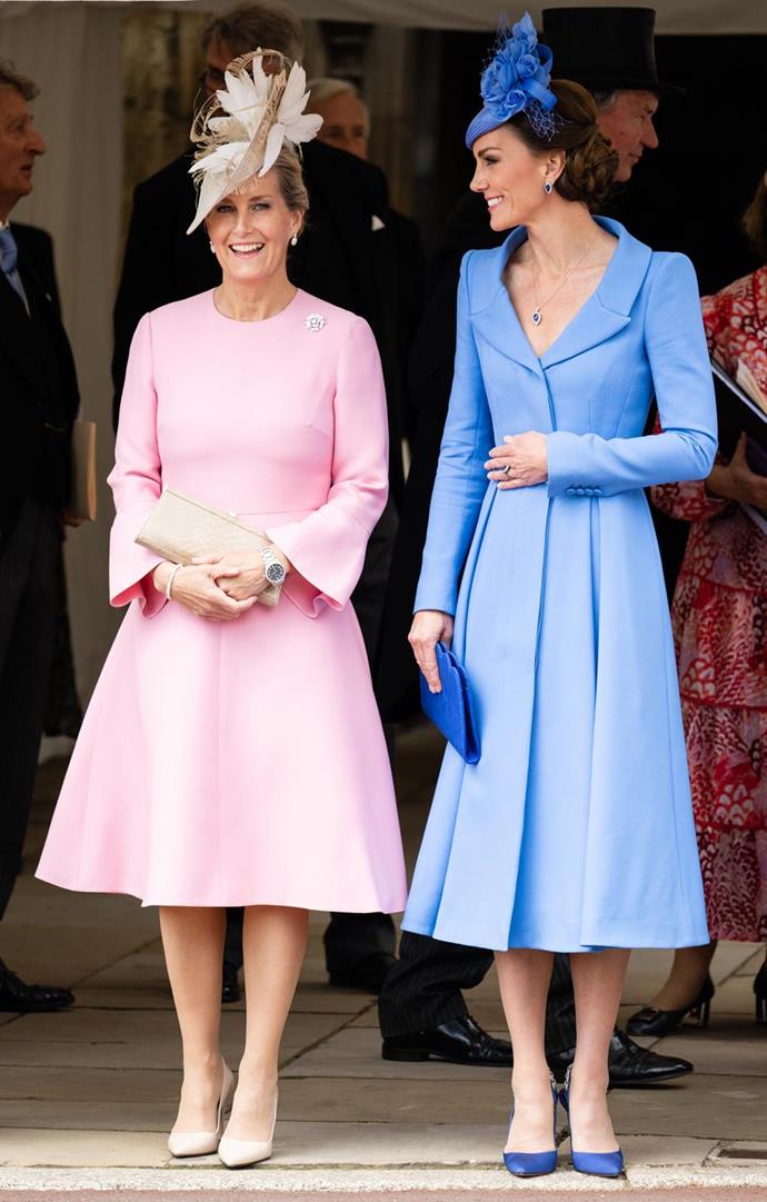 The Countess of Wessex and Duchess of Cambridge's fashion caught royal fans' attention. *(Image: Getty)*