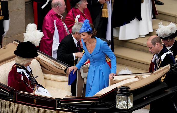 The Duke and Duchess of Cambridge accompanied the Prince of Wales and Duchess of Cornwall in their carriage. *(Image: Getty)*