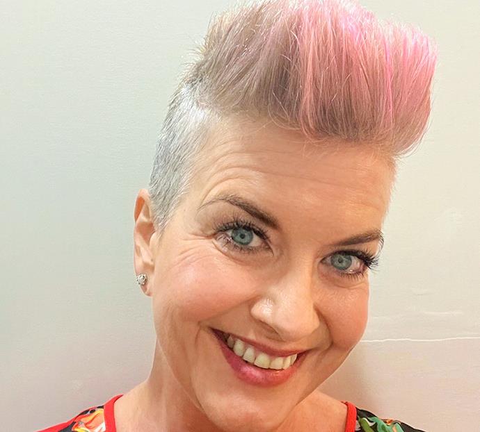 The star's pink 'do show cancer she's the boss and you can "have a little fun with it too".