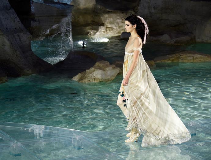 Kendall Jenner was one of the models that walked the glass runway at the show. Photo: Getty