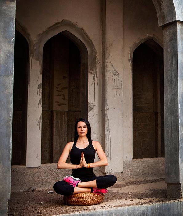  Jen practicing yoga in Oman.