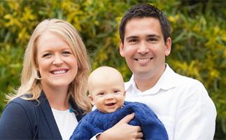 MP Simon Bridges with wife Natalie and baby Emlyn