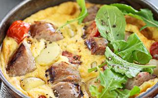 Sausage & potato baked omelette