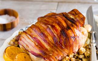Smoked bacon roast chicken