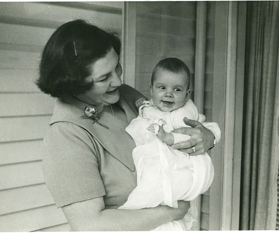 Jo, aged about six months, with her mother on the day of her christening.