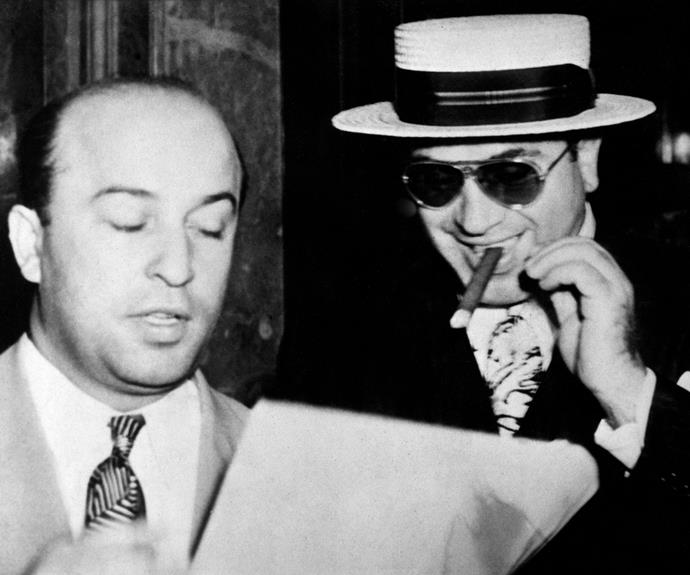 US gangster Al Capone (right) with his attorney, Abraham Teitelbaum, in 1931.
