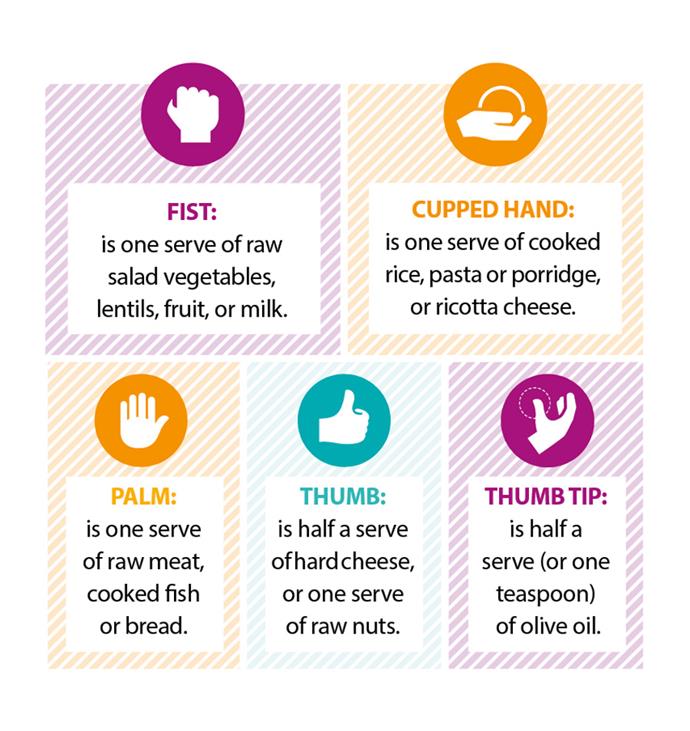 This chart can help to accurately tell what portion sizes are for your body.