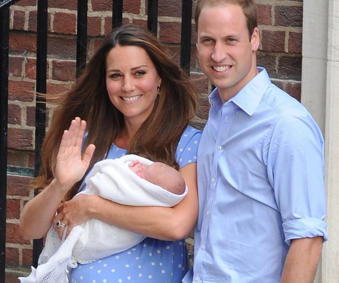 The Duke and Duchess of Cambridge with Prince George, born July 22, 2013.