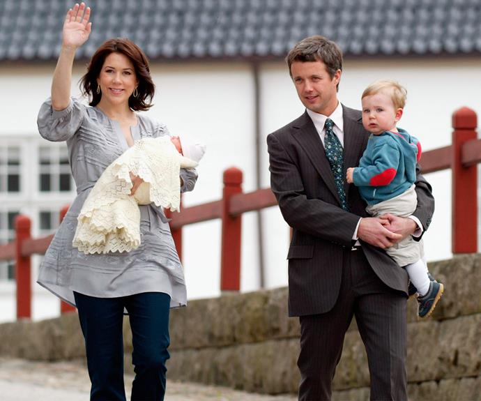 Prince Frederik and Princess Mary with their second child, Isabella, born, 21 April 2007.