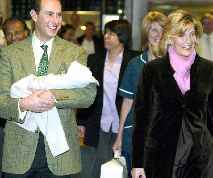 Prince Edward and Sophie, Countess of Wessex with their firstborn, Louise, born, November 8, 2003.