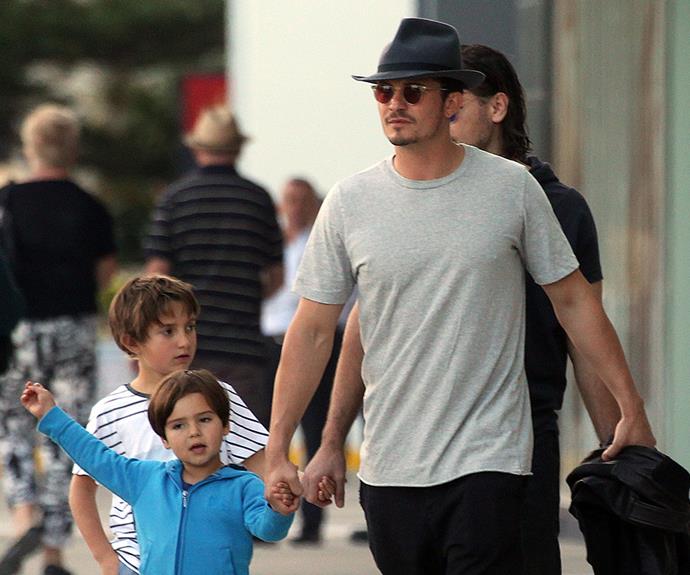 Orlando Bloom has touched down in the Gold Coast with his seriously sweet son Flynn.