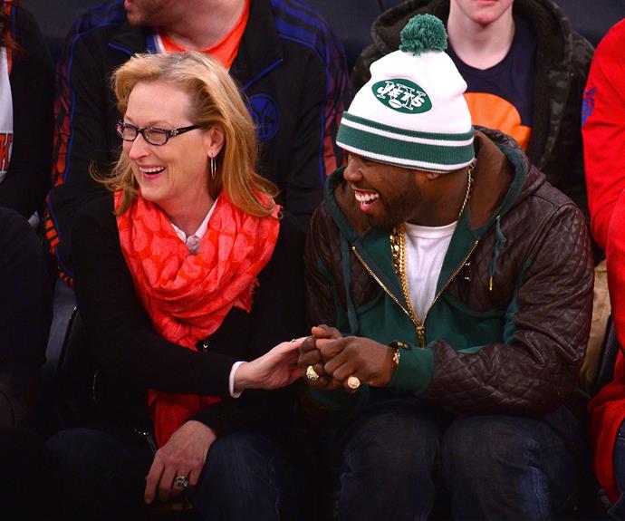 Meryl Streep and 50 Cent have common love of basketball! The pair were too cute during one game.