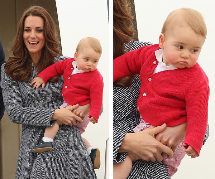 It might have been George’s first official royal tour to New Zealand and Oz but the future King couldn’t have looked more disenchanted about the whole affair. And that’s why we love him!
