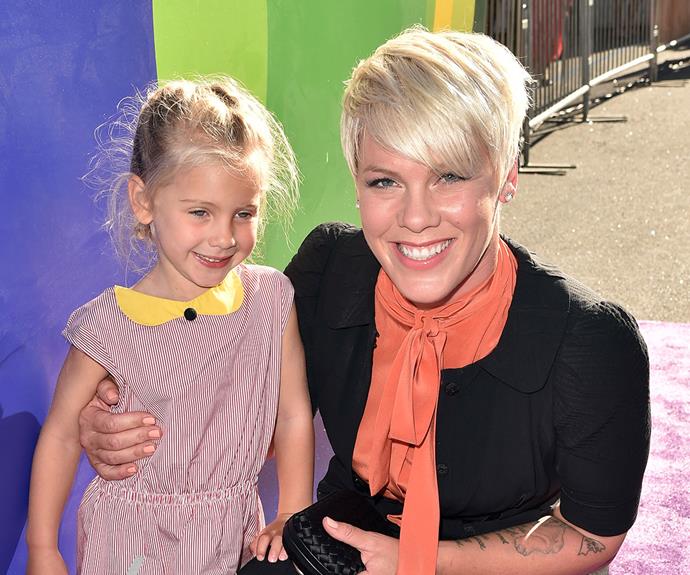 Pink and her four-year-old daughter Willow Sage Hart cuddle up at the Los Angeles premiere of Disney Pixar's *Inside Out.*