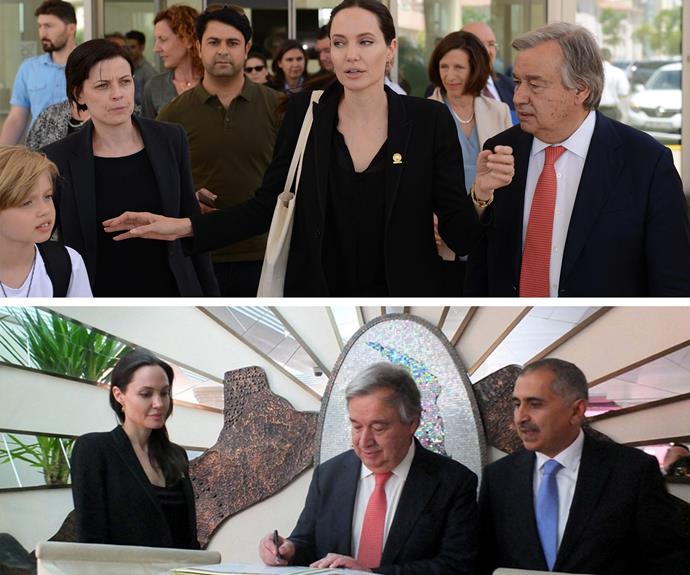 The wife-of-Brad-Pitt met with Turkey’s President Recep Tayyip Erdogan, where the pair discussed the crisis in the world's largest refugee community.
