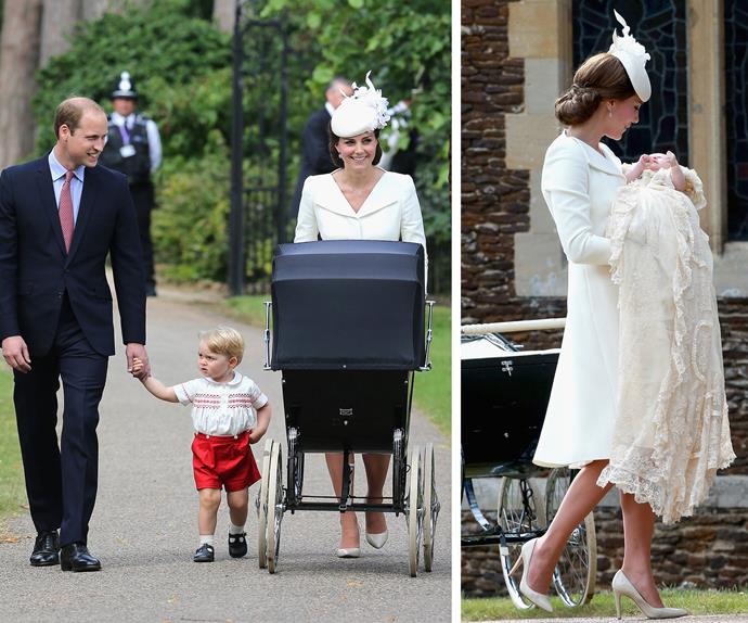 The Cambridges, who looked happy and relaxed, waved at well-wishers as they entered the church. The family of four had simply strolled up from their nearby home for the big occasion.