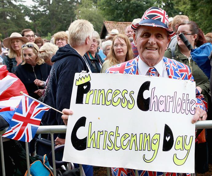 Terry, pictured rocking his beloved Union Jack suit, camped out two months earlier for Charlotte's birth and [even received cake for his birthday](http://www.womansday.com.au/royals/british-royal-family/royal-fan-chuffed-after-wills-and-kate-send-him-gift-12402) from William and Kate.