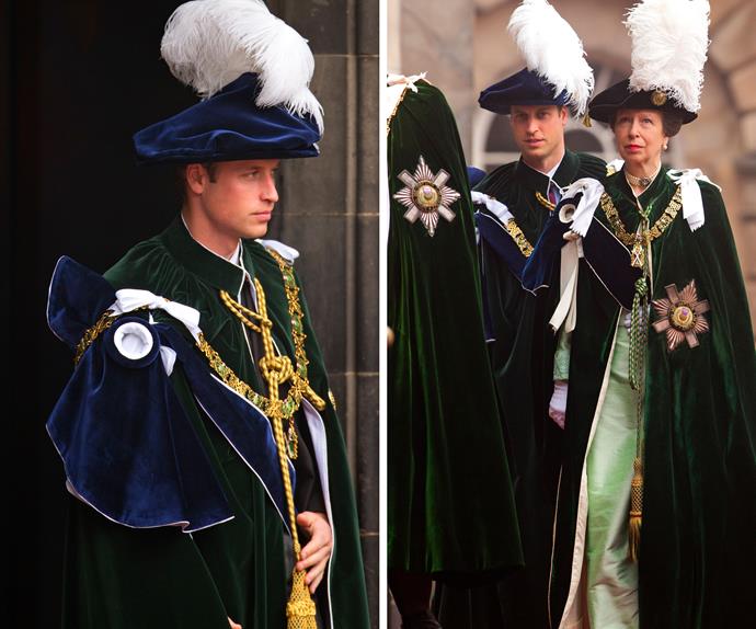 Nothing like a feather or two to complete a look, and Prince Will and his Aunt Princess Anne are really owning it at the Thistle Service in Scotland in 2012.