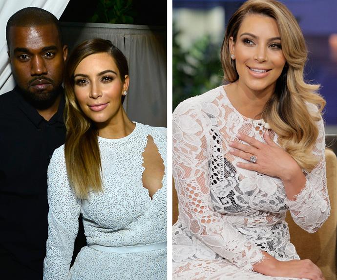 Kanye West proposed to Kim Kardashian with a 15-carat Lorraine Schwartz sparkler, estimated to be worth more than $1.6 million.