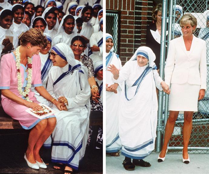 Diana was close friends and fellow humanitarian with **Mother Teresa**, who passed away just a few days before Diana. The Princess would often join the nun in helping those in need.