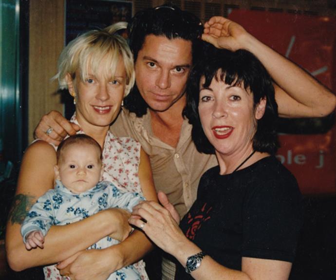 "She's amazing. She's never cried. I mean, people go 'Oh my God how can you deal with it?' But it's easy. We wake her up in the morning. She's just the one we ordered," the Aussie rock star gushed of his only daughter.
<br><br>
 Here, the family of three pose with *Triple J*'s host Angela.