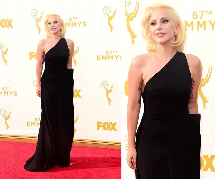 It's true! We're going Gaga over how good Lady Gaga looks in this classic, one-shoulder black dress. The level of grace and sophistication from this singer is award-worthy.