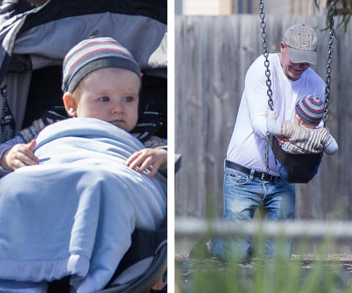 *House Husbands* star Gary Sweet made sure his sweet son, Frederic George, was all rugged up and cosy during a day out in Melbourne recently.