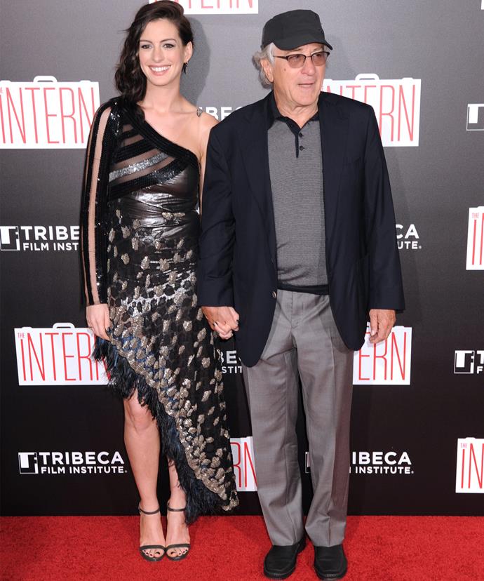 Anne keeps her cool with Hollywood legend Robert De Niro.
