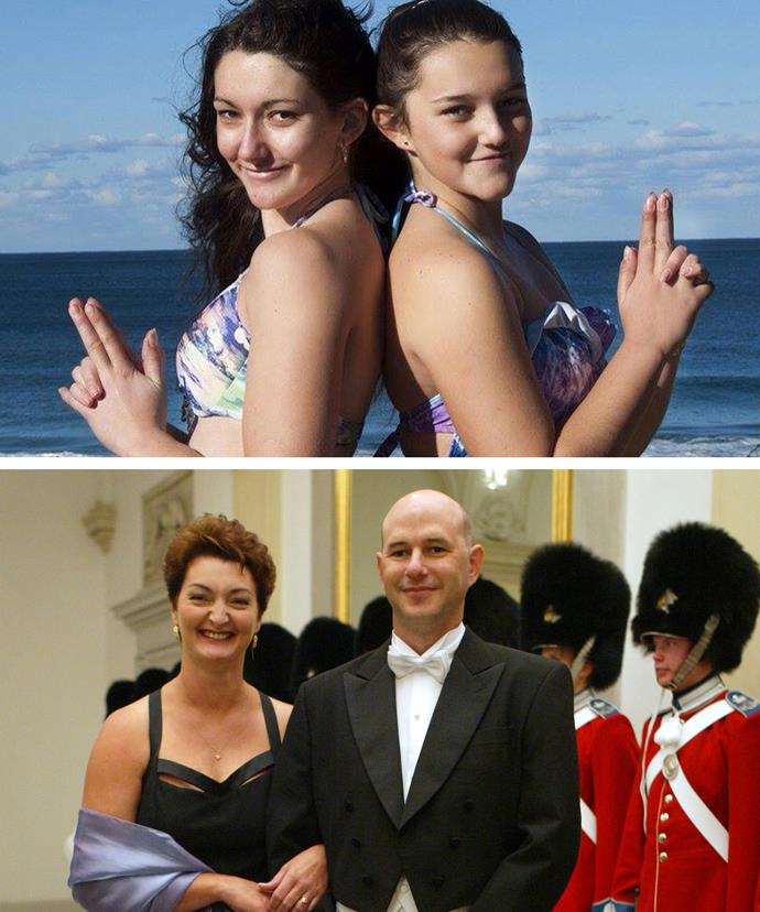 Princess Mary's nieces (pictured above), Cherie, 21 (left) and Michelle, 16 (right), both share their royal Aunty's signature brunette features. The girls are Mary's brother, John Donaldson Jr. (pictured below with wife and the girl's mum, Leanne) pride and joy.
