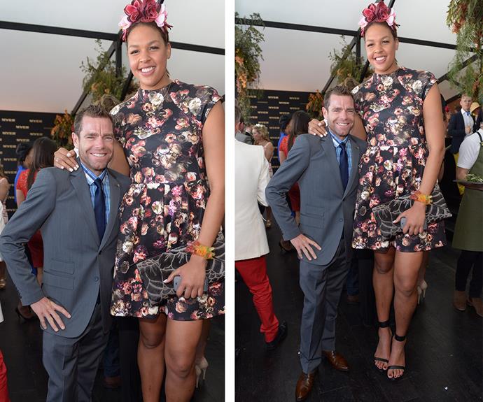 When sporting worlds collide: In 2013 pro cyclist Cadel Evans rubbed shoulders with basketball star Liz Cambage and their noticeable height difference made for quite a great shot!