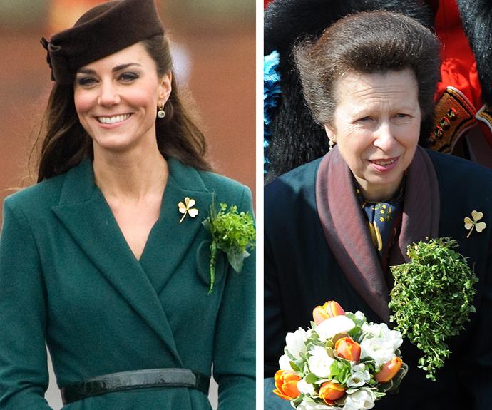 The royal's shamrock brooch has been worn by many in the family including Princess Anne and most recently, Duchess Catherine.