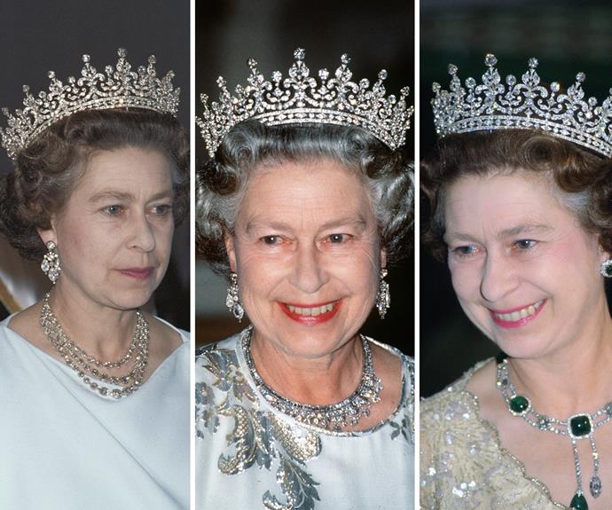 Of course the Queen has a favourite piece, the Girls of Great Britain and Ireland tiara. As the name suggests, it was purchased by a committee of girls from Great Britain and Ireland in 1893 for a then future-Queen Mary. The illustrious jewelled crown was handed down as wedding gift to Queen Elizabeth from her mother. Interestingly, the crown used to have pearls, but they were added to another tiara.