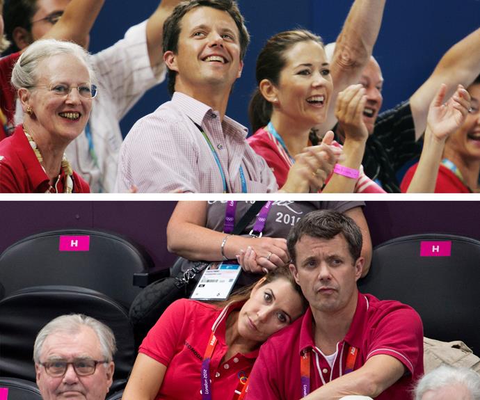 这对夫妇支持丹麦在2012年伦敦奥运会(我们确信玛丽穿着她的澳洲颜色下面…)。