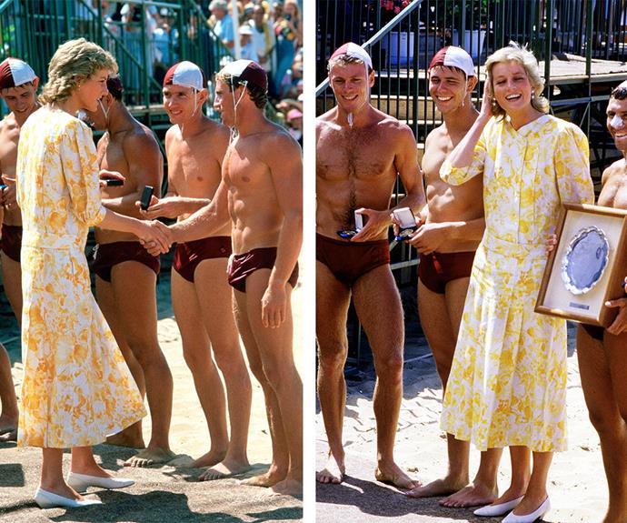 When Diana rubbed shoulders with the buff lifeguards at Terrigal Beach in 1988 it made international headlines.