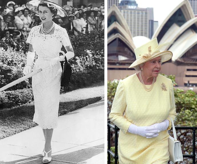 Over the years Her Majesty, pictured in Sydney in 1954 on the left and in the Harbour-side city once again in 2006 on the right, has made countless trips to Australia. Each time she has brought her trademark charm and elegance.