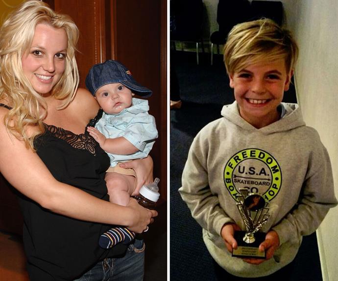 How time flies! Proud mum Britney Spears shared this new picture of her oldest son Sean Preston,10, who received an award at school. "My son received an award at school today for being the best encourager," she wrote on social mead.