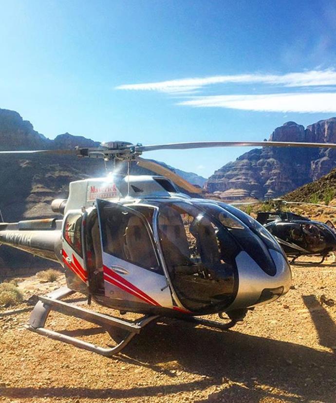 The trusty Maverick Helicopter that whisked me across the desertscape and into the Grand Canyon.